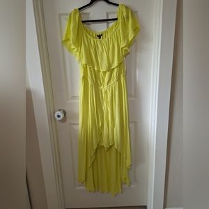 Torrid Size 16 Bright Neon Yellow High Low Maxi Dress with Built-In Shorts